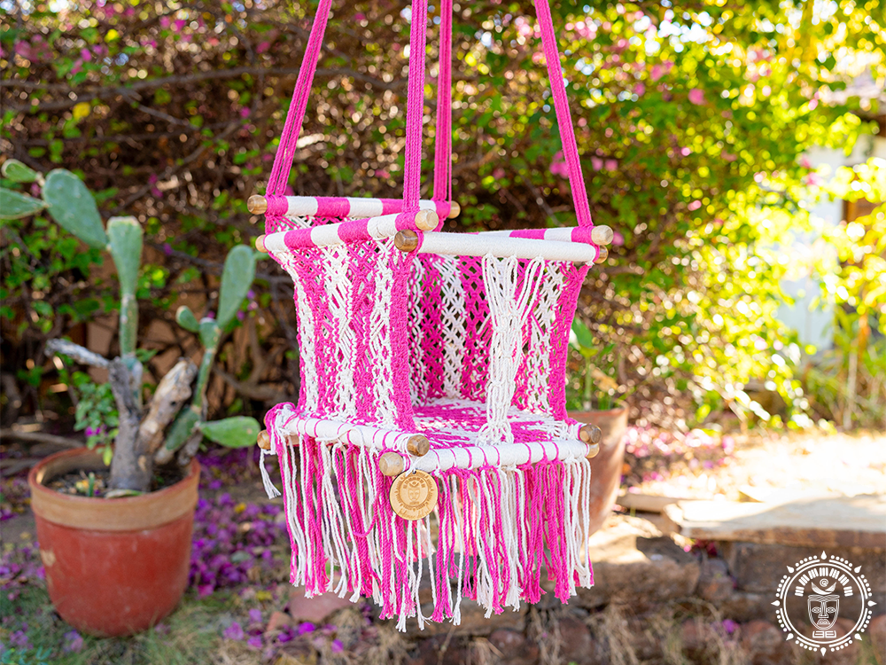 Hamac bébé macramé rose Rosado