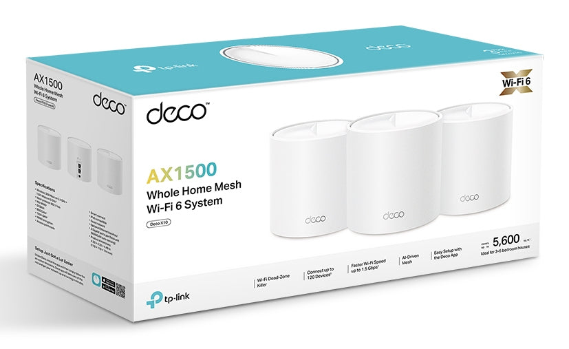 TP-Link Deco X1500 Système Wi-Fi Mesh 6 Bi-bande 1500 Mbit/s, Blanc