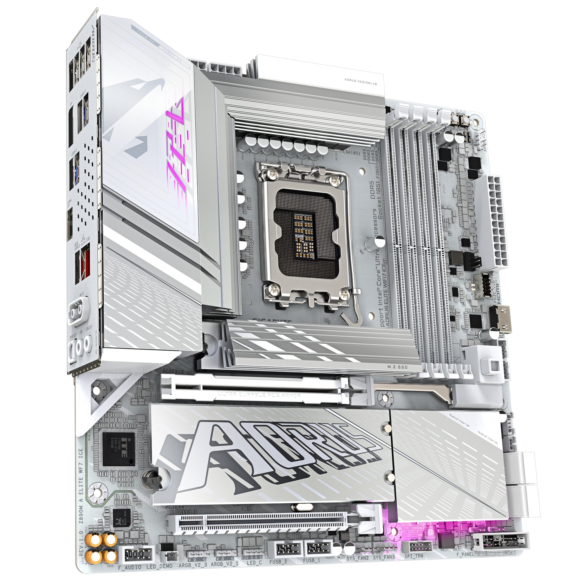 GIGABYTE Carte mère Z890M AORUS ELITE WIFI7 ICE - Prend en charge les processeurs Intel Core Ultra (Série 2), VRM à 12+1+2 phases, jusqu'à 8800MHz DDR5 (OC), 1xPCIe 5.0 + 2xPCIe 4.0, Wi-Fi 7, LAN 2.5GbE, USB 4