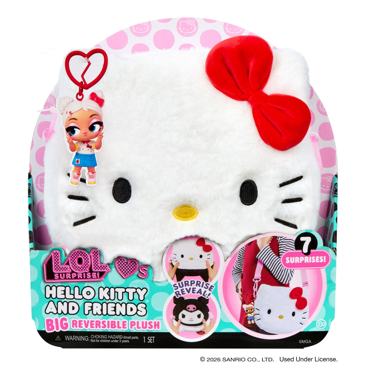 L.O.L. SURPRISE! Peluche Réversible Hello Kitty and Friends 7 Surprises