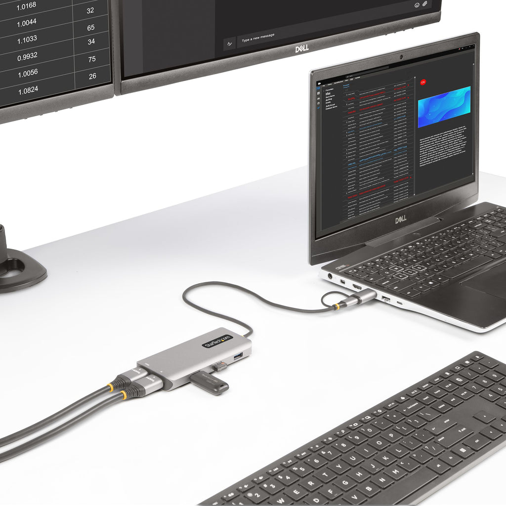 StarTech.com Adaptateur Multiport USB-C et USB-A, Double HDMI 4K30Hz/1080p60Hz, 3x USB-A 5Gbps, Station d'Accueil de Voy