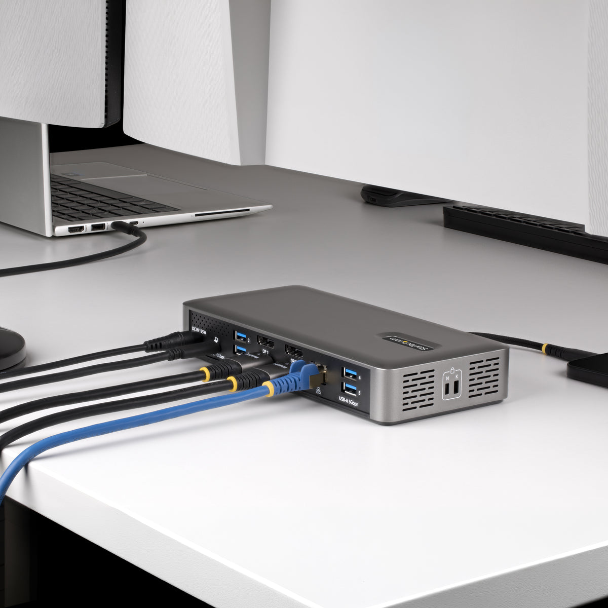 StarTech.com Station d'Accueil USB-C pour Deux Écrans, 4K 60Hz, HDMI ou DisplayPort, Recharge de PC Portable 96W, Gigabi