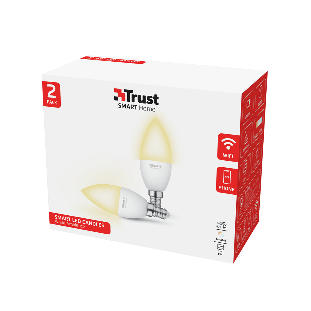 Trust 71297 Ampoule Intelligente Wi-Fi, Blanc, Lot de 2