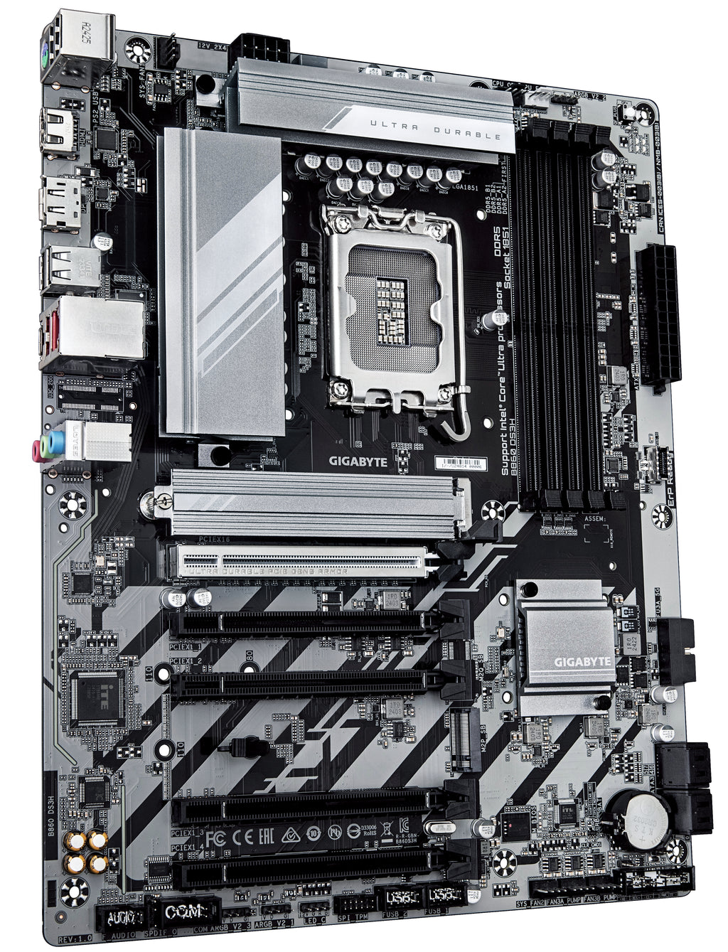 GIGABYTE B860 DS3H Carte mère - Processeurs Intel Core Ultra, VRM 8+1+2+2 phases, jusqu'à 9066MHz DDR5, 1xPCIe 5.0 + 1xPCIe 4.0 M.2, LAN 2,5 GbE, USB 3.2 Gen 2x2