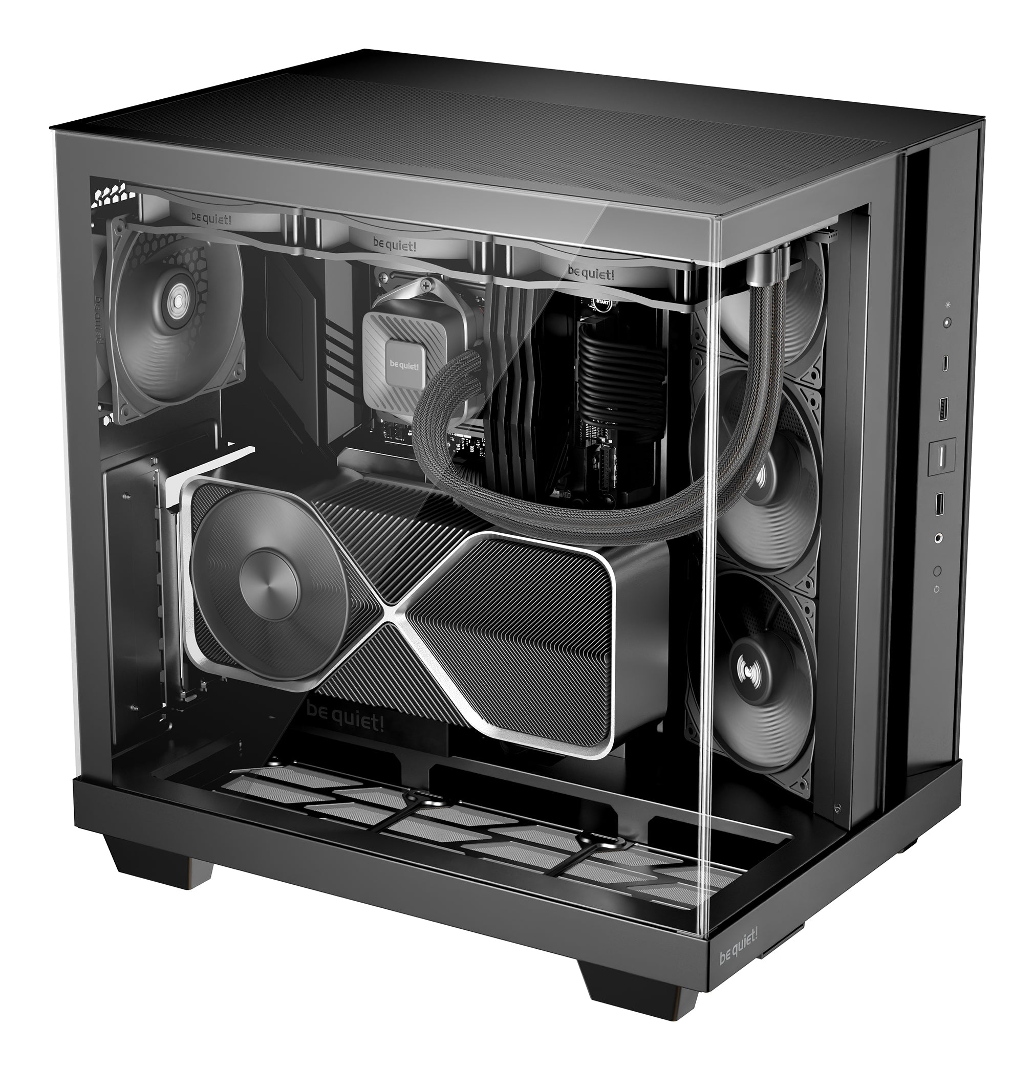 be quiet! Light Base 500 Noir | Boîtier PC vitré, Mini ITX / Micro ATX / ATX, 4 ventilateurs Pure Wings 3 120 mm