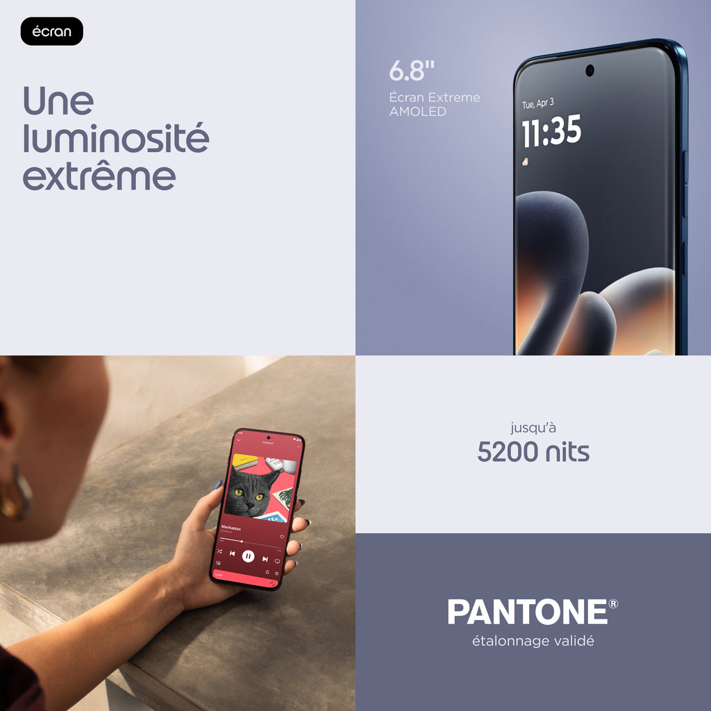 Motorola Edge 70 Pro 5G 256 Go 8 Go RAM 6.78" Android 16.0 Double SIM - Bleu Foncé
