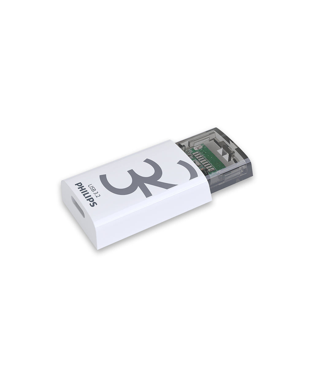 Philips Click lecteur USB flash 32 Go USB Type-C 3.2 Gen 1 (3.1 Gen 1) Transparent, Blanc