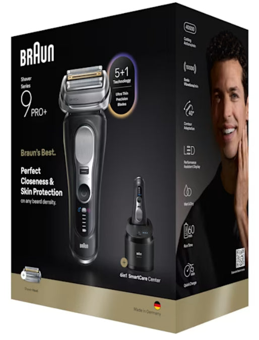 Braun Series 9 Pro+ 9660CC Rasoir à grille Tondeuse Noir, Argent