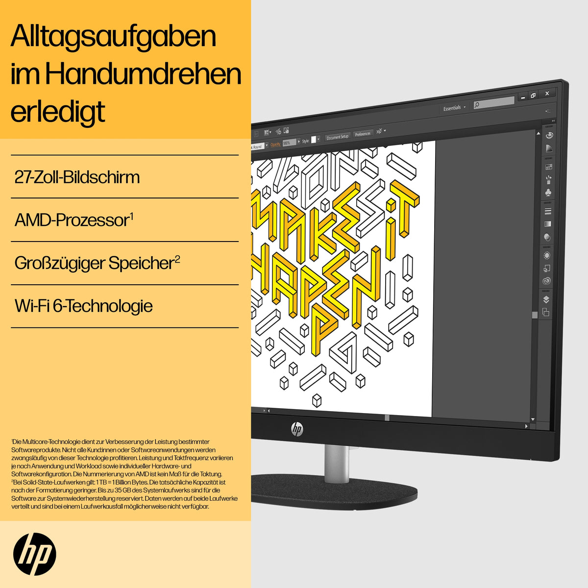 HP 27-cr0104ng AIO Ryzen 7 7730U 16GB 1TB AMD Radeon Graphics Windows 11 Home