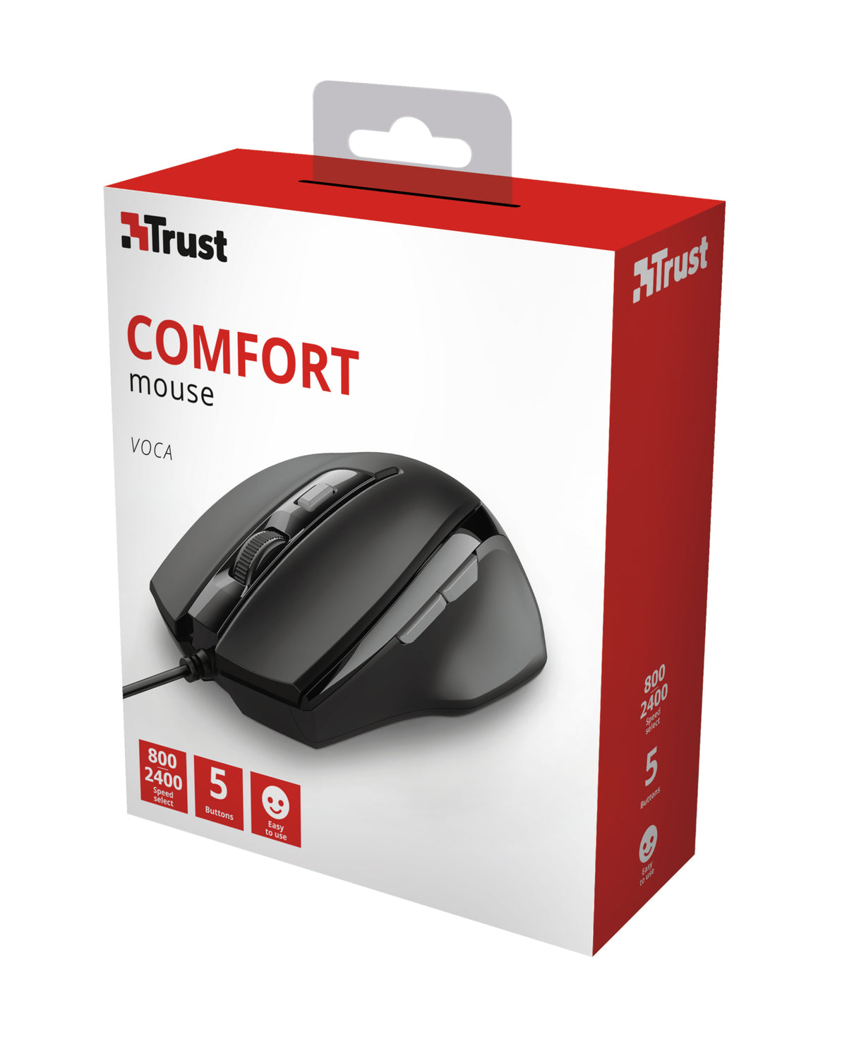 Trust Voca Souris de Bureau Optique pour Droitier, USB Type-A, 2400 DPI