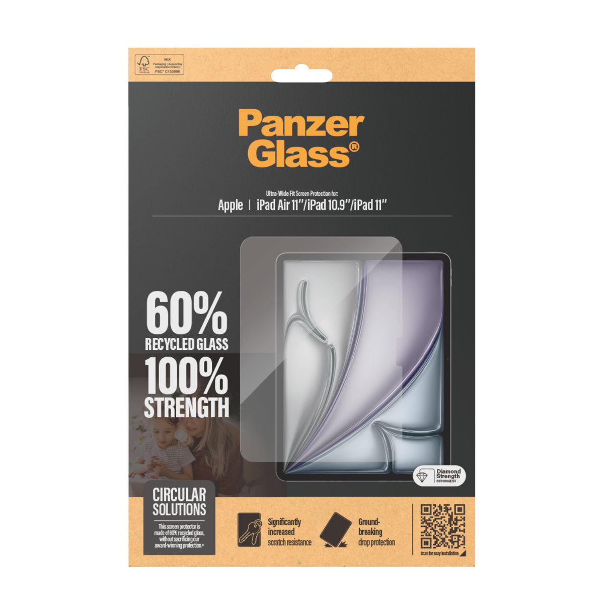 PanzerGlass ® Screen Protector iPad Air 11'' (2024-2026) | iPad 11'' (2025) | iPad 10.9'' (2022) | Ultra-Wide Fit Protection d'écran transparent Apple 1 pièce(s)