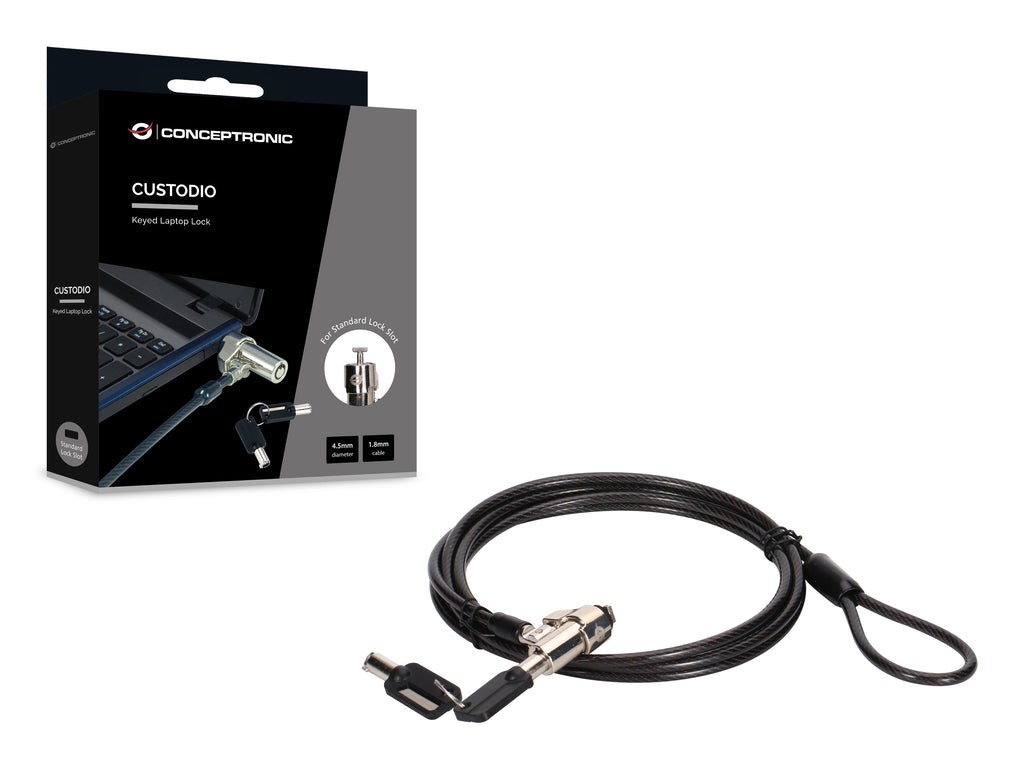 Conceptronic CUSTODIO02BSM câble antivol Noir 1,8 m
