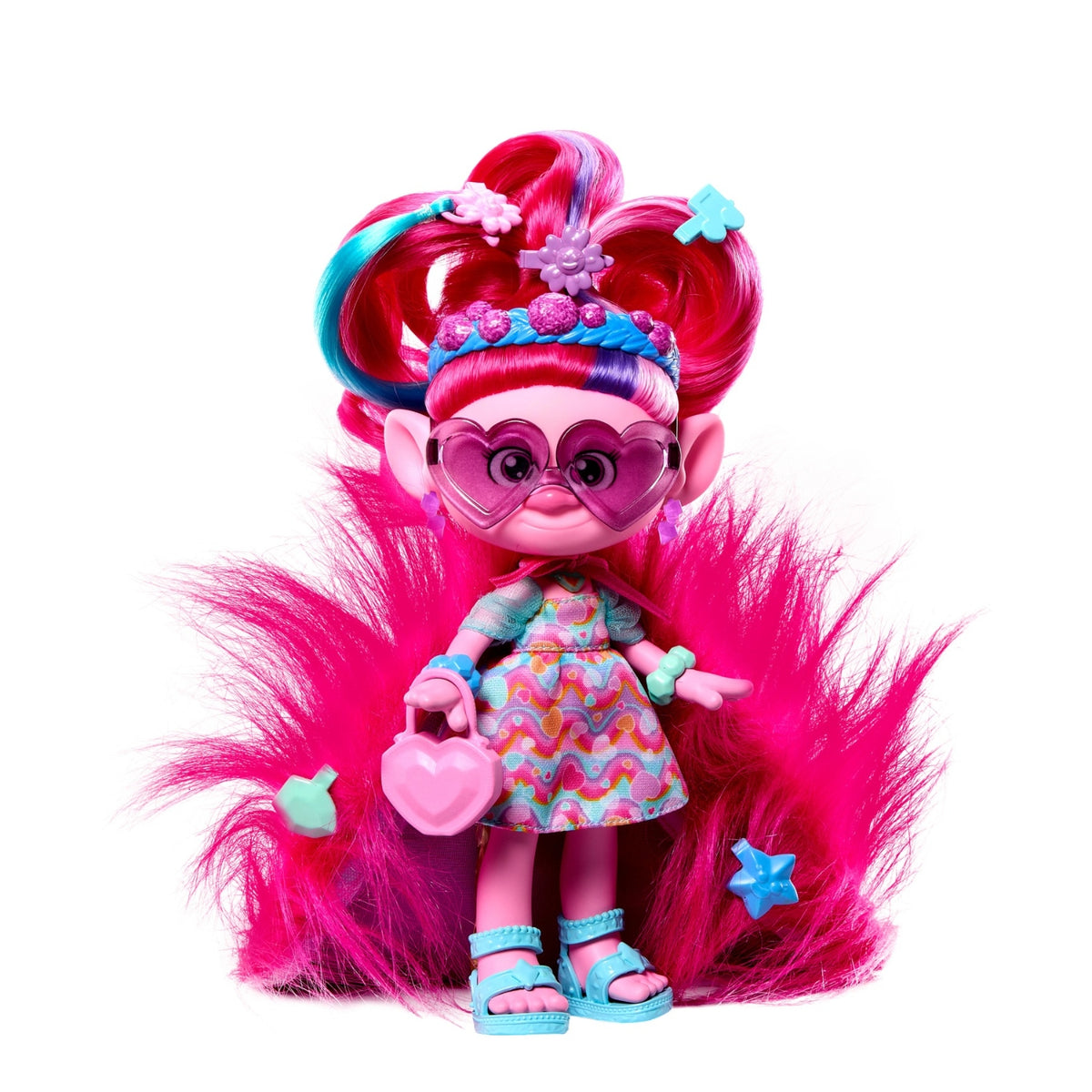 Mattel Poupée Troll 3 Poppy Surprises 2 en 1 Hair Pops