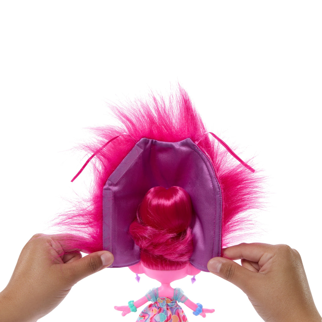 Mattel Poupée Troll 3 Poppy Surprises 2 en 1 Hair Pops