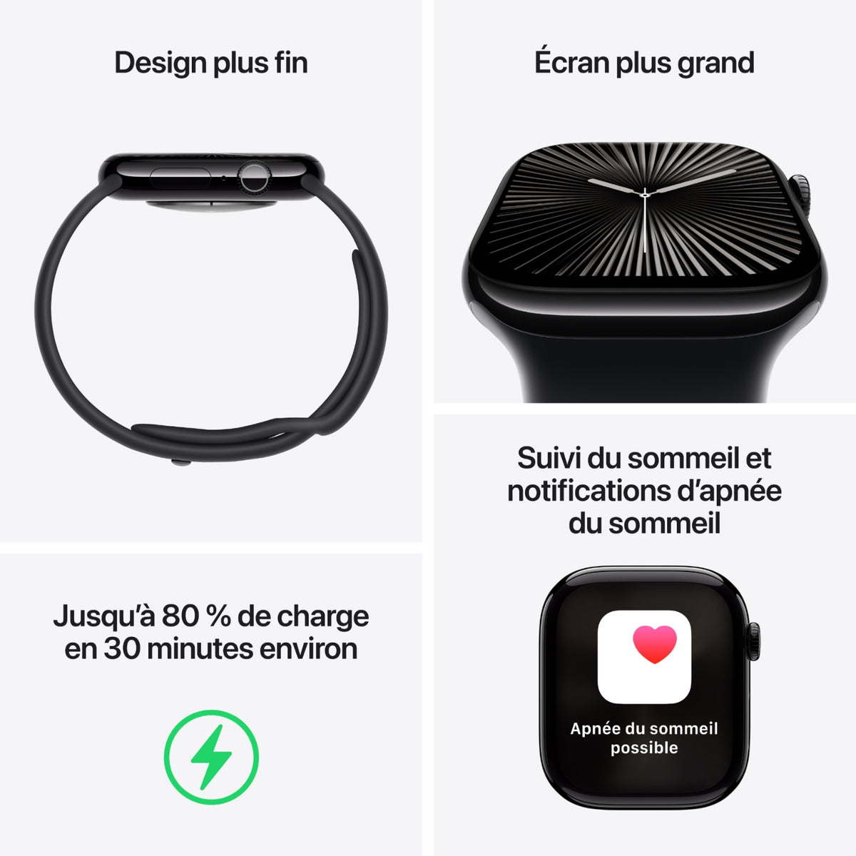 Apple Watch Series 10 GPS 42 mm noir (MWWE3QF/A)
