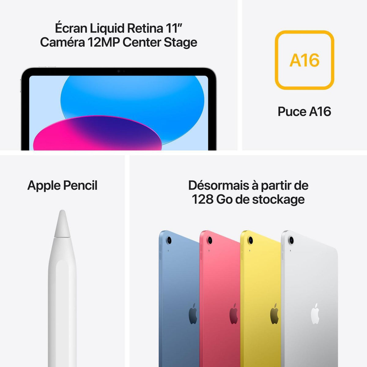 Apple iPad 11'' 128 Go Wi-Fi Argent (MD3Y4TY/A)