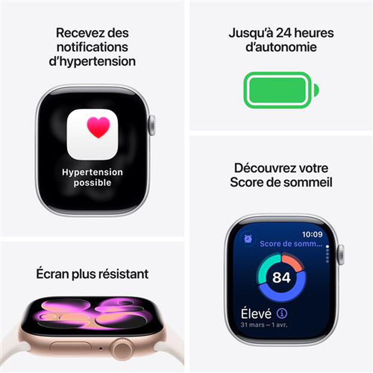 Apple Watch Series 11 GPS 46 mm - Boîtier alu noir / Bracelet Sport noir S/M (MEUW4ZR/A)