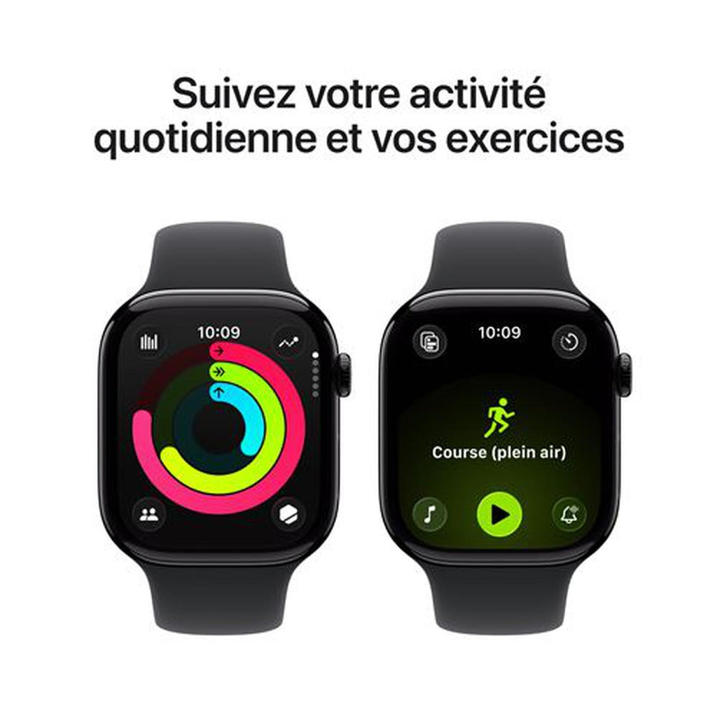 Apple Watch Series 11 GPS 46 mm - Boîtier alu noir / Bracelet Sport noir S/M (MEUW4ZR/A)