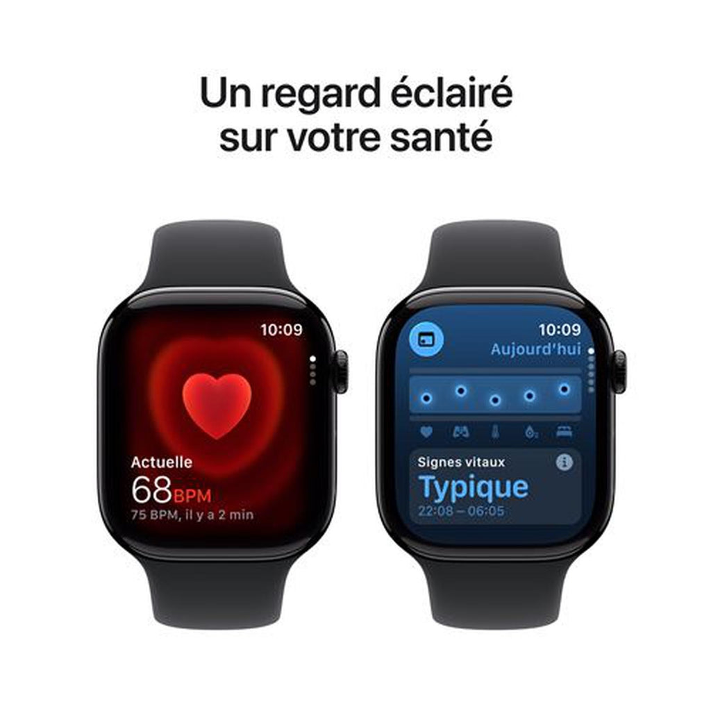 Apple Watch Series 11 GPS 46 mm - Boîtier alu noir / Bracelet Sport noir S/M (MEUW4ZR/A)
