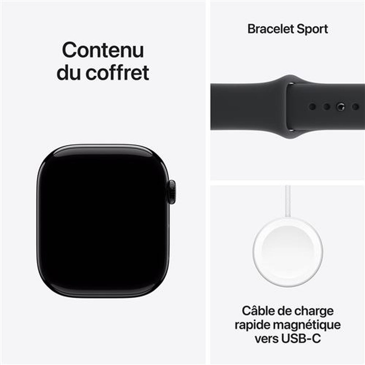 Apple Watch Series 11 GPS 46 mm - Boîtier alu noir / Bracelet Sport noir S/M (MEUW4ZR/A)