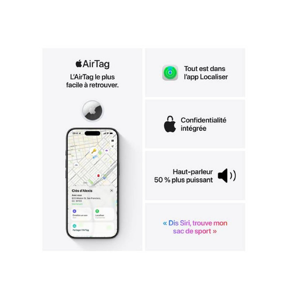 Apple Pack de 4 AirTag 2éme génération