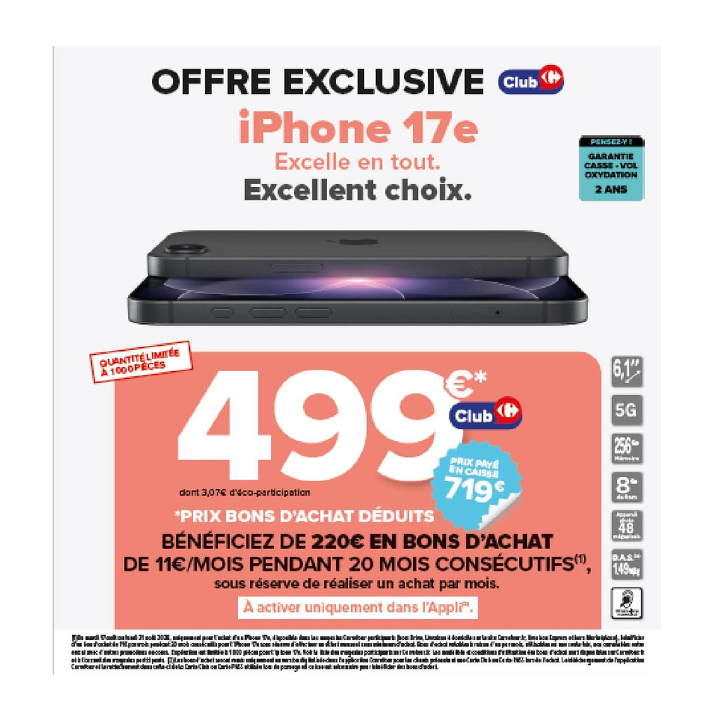 Apple iPhone 17e 256 Go Noir (MHRV4F/A)