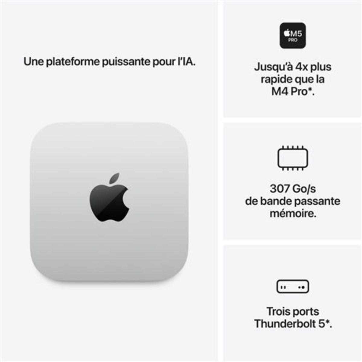 Apple Mac Mini M5 Pro 512 Go / 24 Go CPU 15 GPU 16 (MHQN4ZD/A)