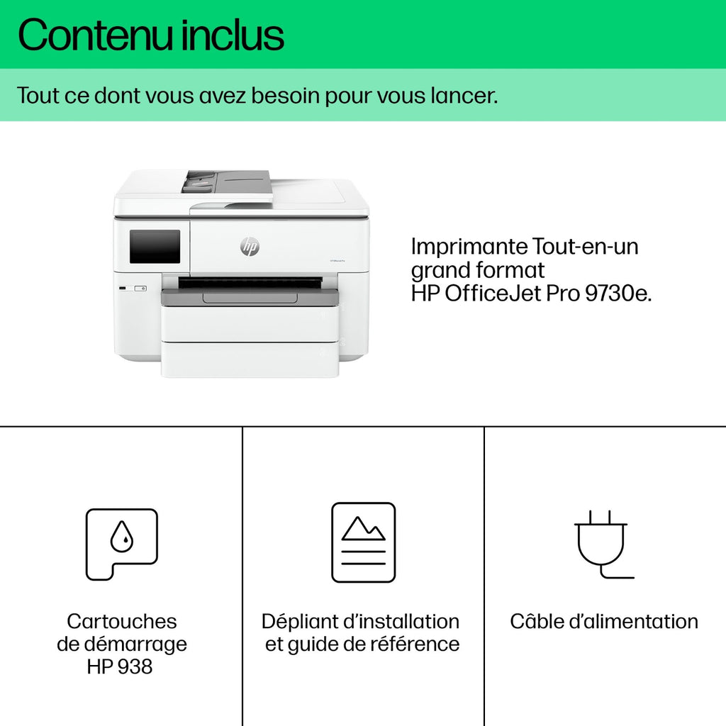 HP Imprimante multifonctions jet d'encre OfficeJet Pro 9730e
