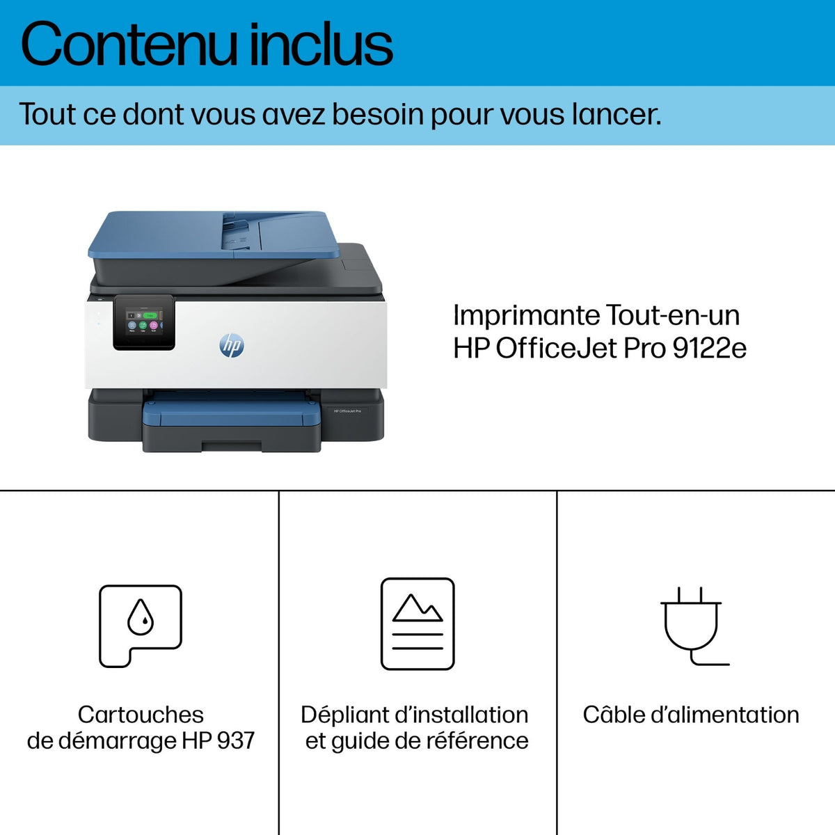 HP Imprimante multifonctions jet d'encre Instant Ink Officejet Pro 9122e