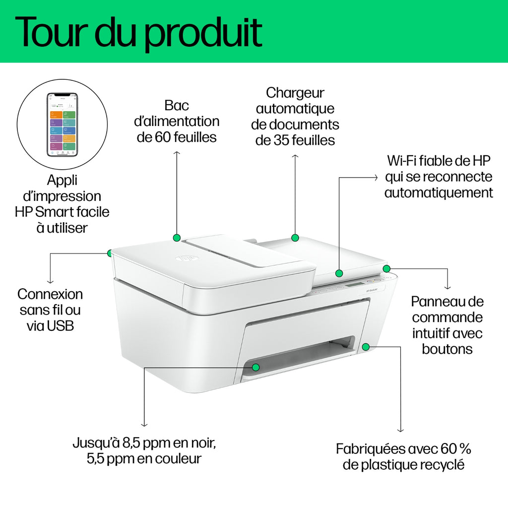 HP Imprimante multifonctions jet d'encre Instant Ink Deskjet 4210e