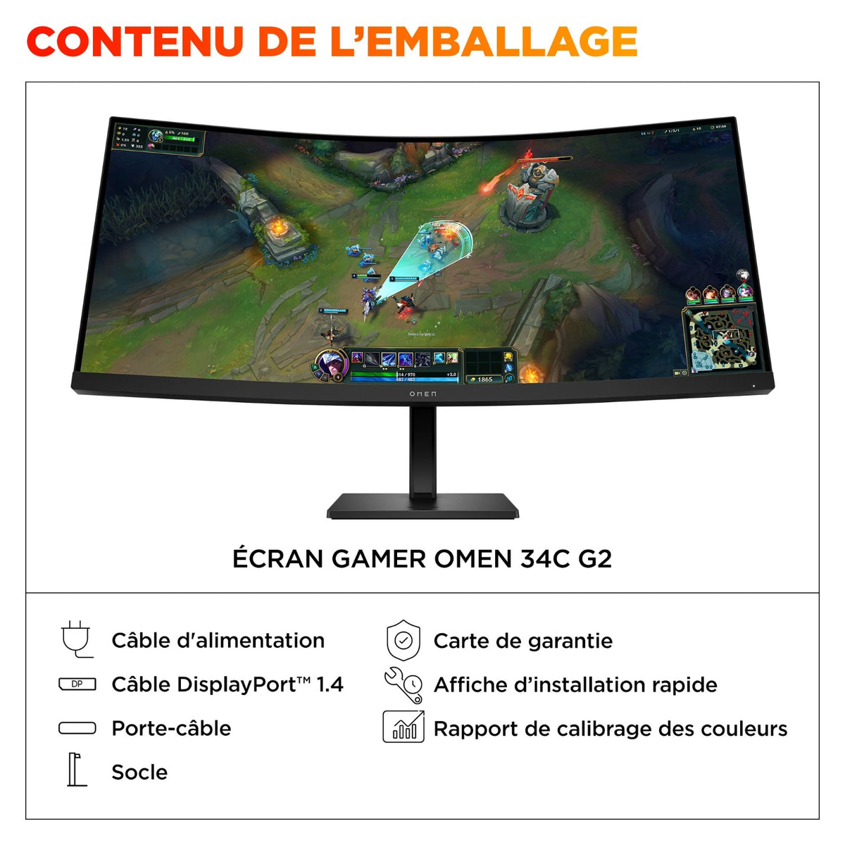 HP Ecran PC gamer incurvé 34'' OMEN 34C G2