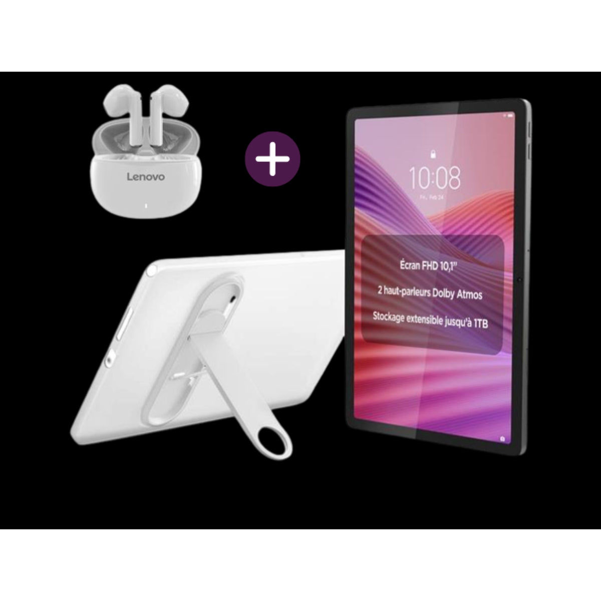 Lenovo Pack Tablette Tab 10,1 128 Go ZAEH0192SE + coque + écouteurs