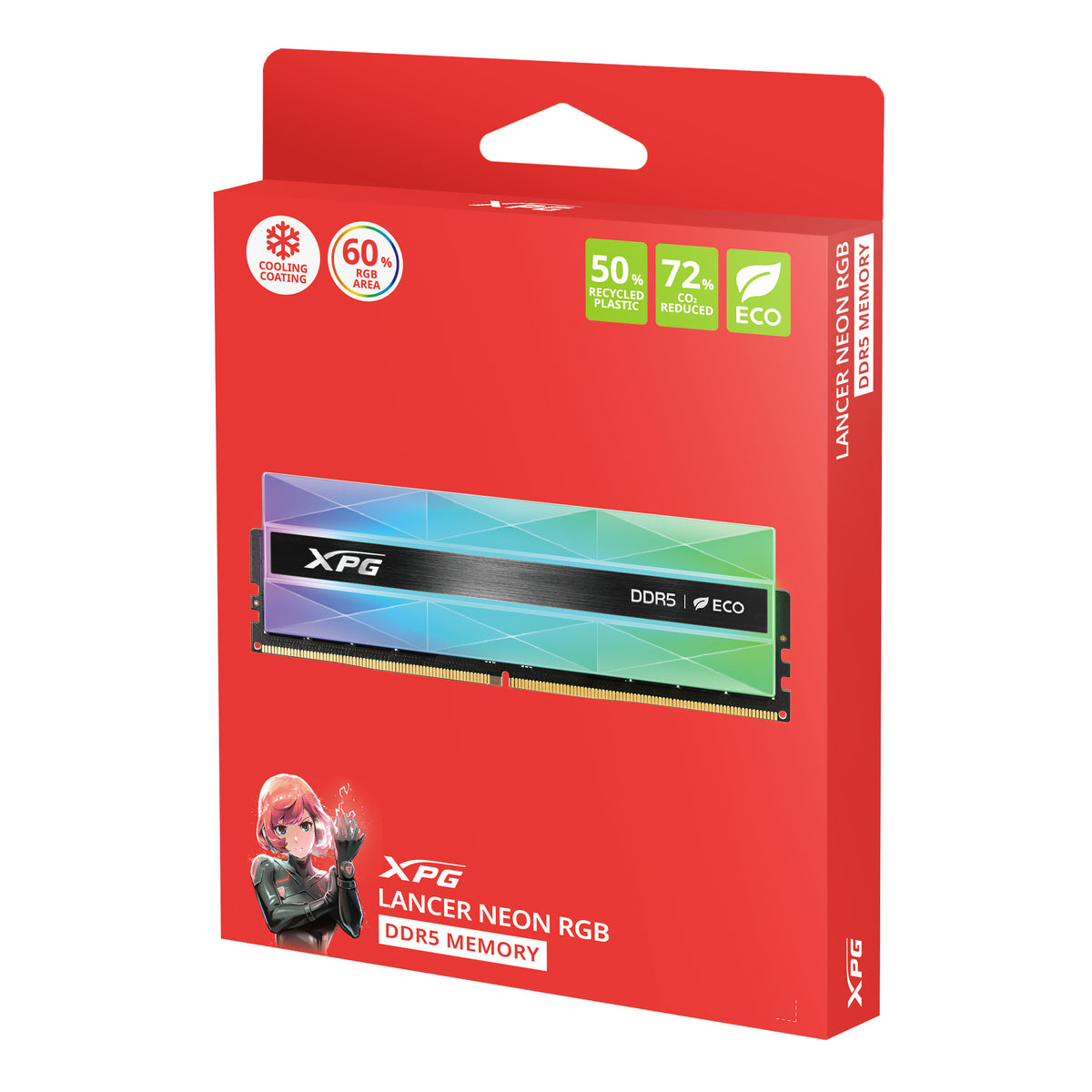 XPG LANCER NEON Kit Mémoire DDR5 32 Go (2 x 16 Go) 6400 MHz CL32 288-pin DIMM