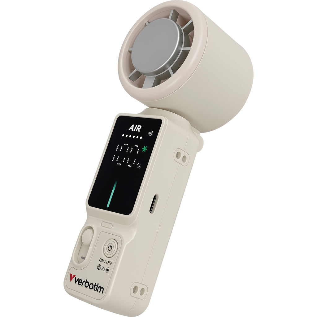 Verbatim Cool 'n' Go Ice Touch Pro Ventilateur à Main, Blanc/Argent