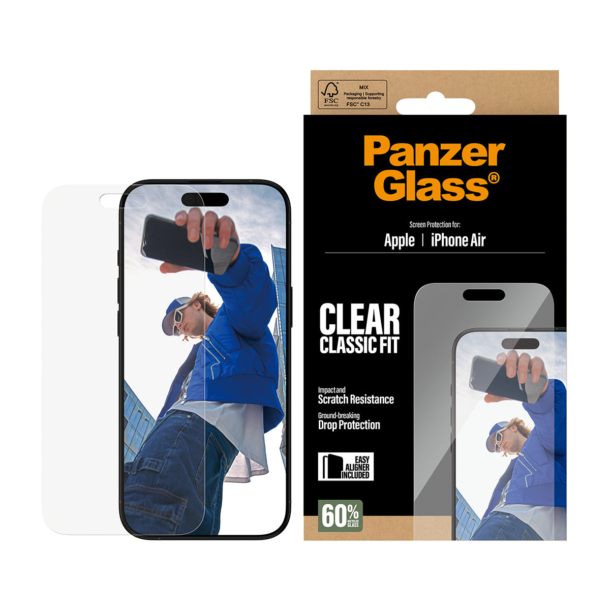 PanzerGlass ® Screen Protector iPhone Air | Classic Fit w. EasyAligner Protection d'écran transparent Apple 1 pièce(s)