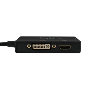 LogiLink CV0109 câble vidéo et adaptateur 0,15 m DisplayPort VGA + HDMI + DVI Noir