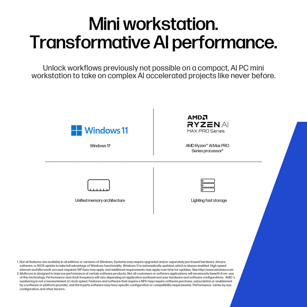 HP Workstation Z2 G1a Mini Ryzen AI Max+ Pro 395 64GB 2TB AMD Radeon 8060S Windows 11 Pro