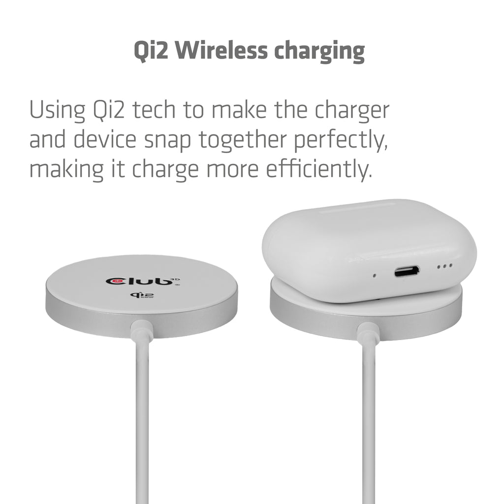 CLUB3D CAC-3026 chargeur d'appareils mobiles Téléphone portable, Smartphone Blanc USB Recharge sans fil Charge rapide Intérieure