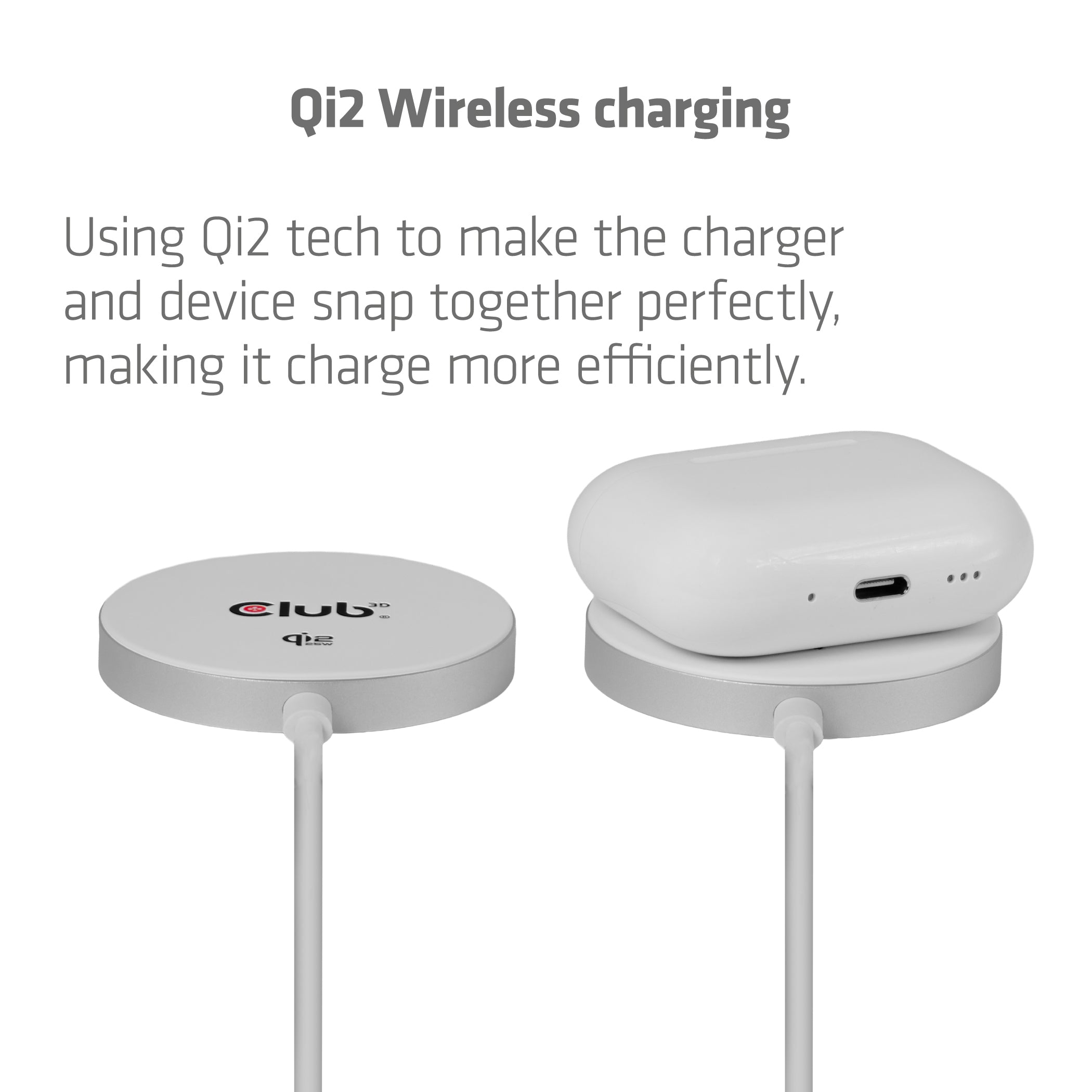 CLUB3D CAC-3026 chargeur d'appareils mobiles Téléphone portable, Smartphone Blanc USB Recharge sans fil Charge rapide Intérieure