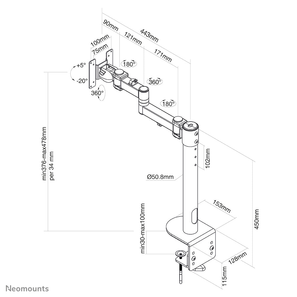 Neomounts FPMA-D960BLACKPLUS Support d'écran à fixer 10-49"