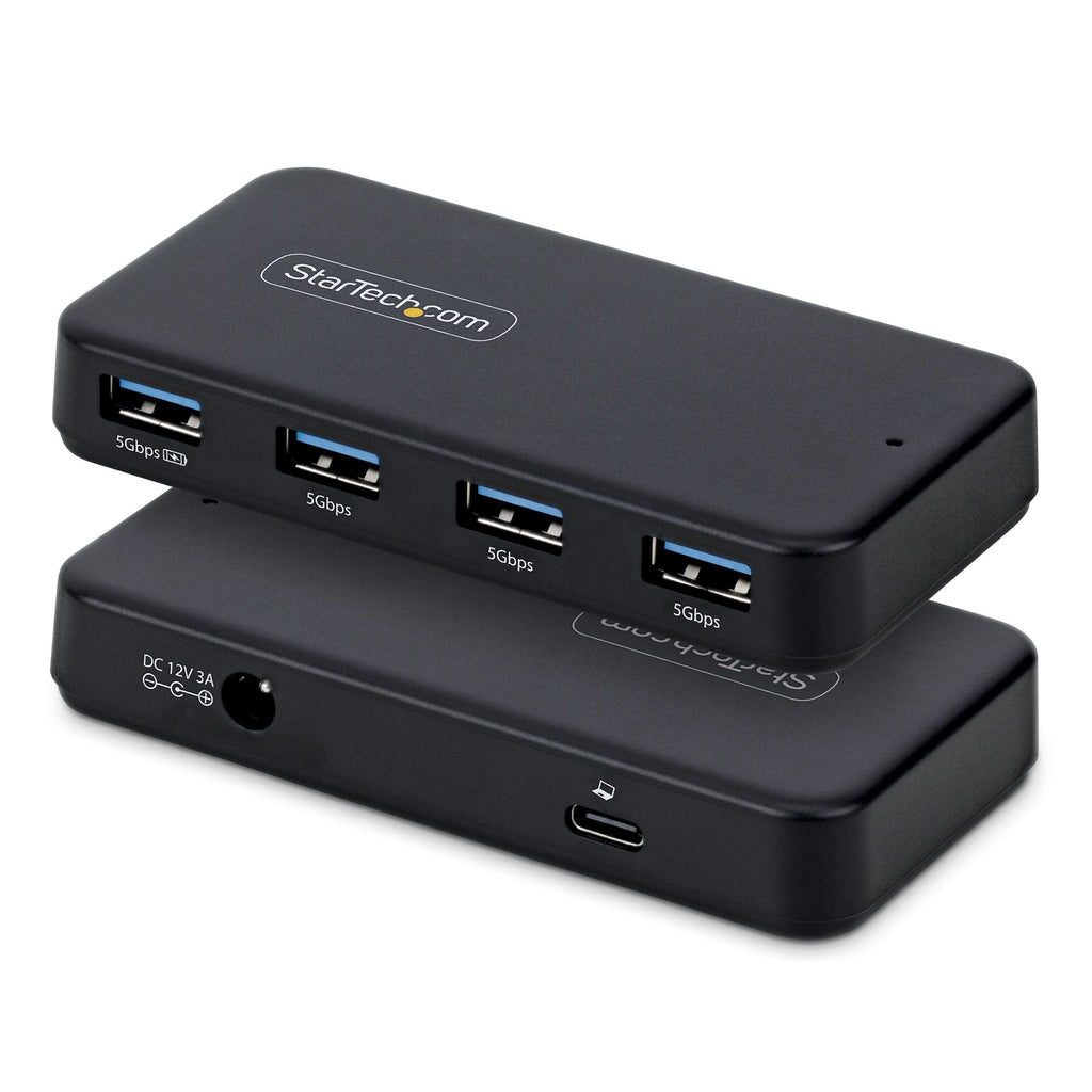 StarTech.com Hub USB-A 4 Ports 5 Gbps Auto-Alimenté, Câble Hôte USB-C et USB-A 2-en-1, Port de Charge BC 1.2, Adaptateur