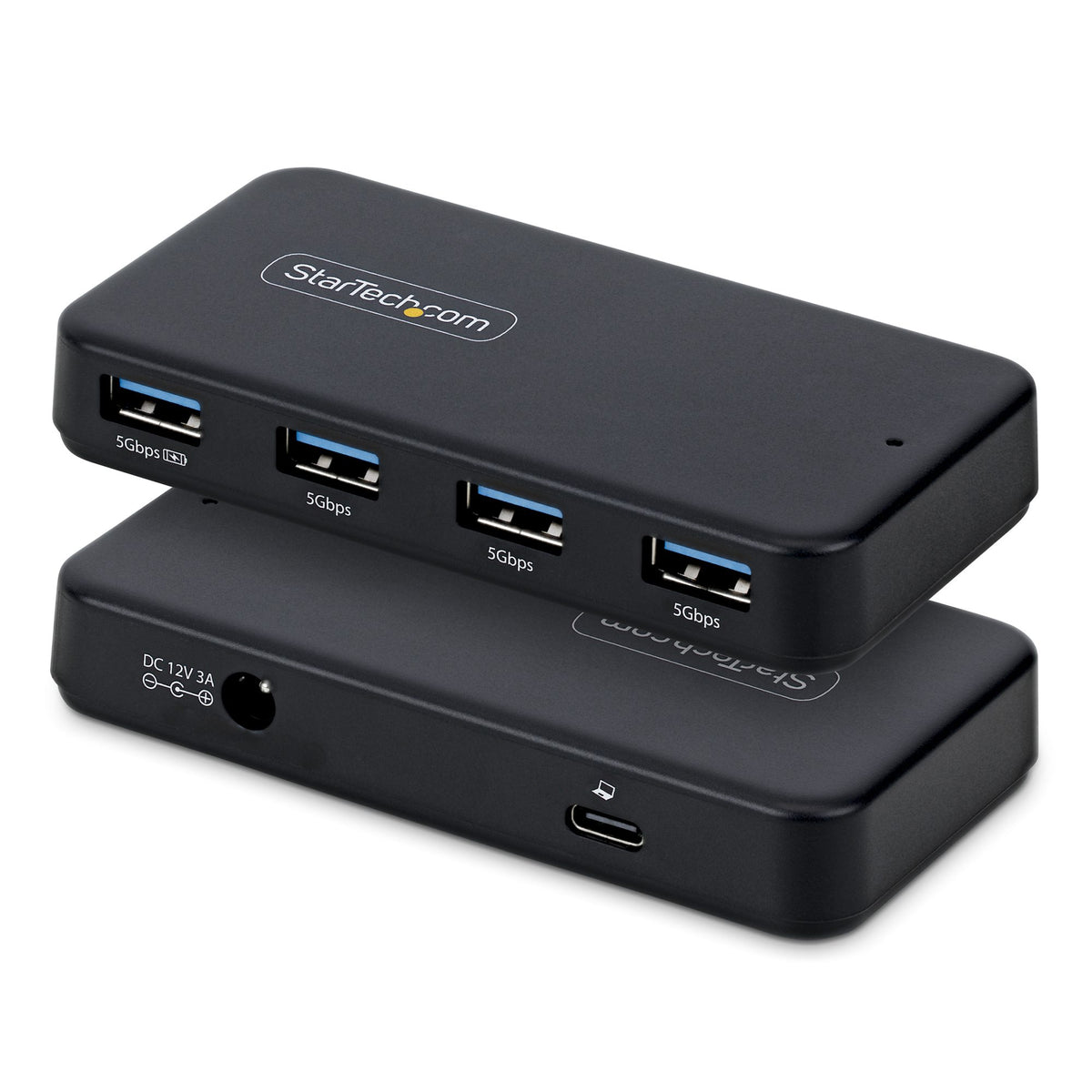 StarTech.com Hub USB-A 4 Ports 5 Gbps Auto-Alimenté, Câble Hôte USB-C et USB-A 2-en-1, Port de Charge BC 1.2, Adaptateur
