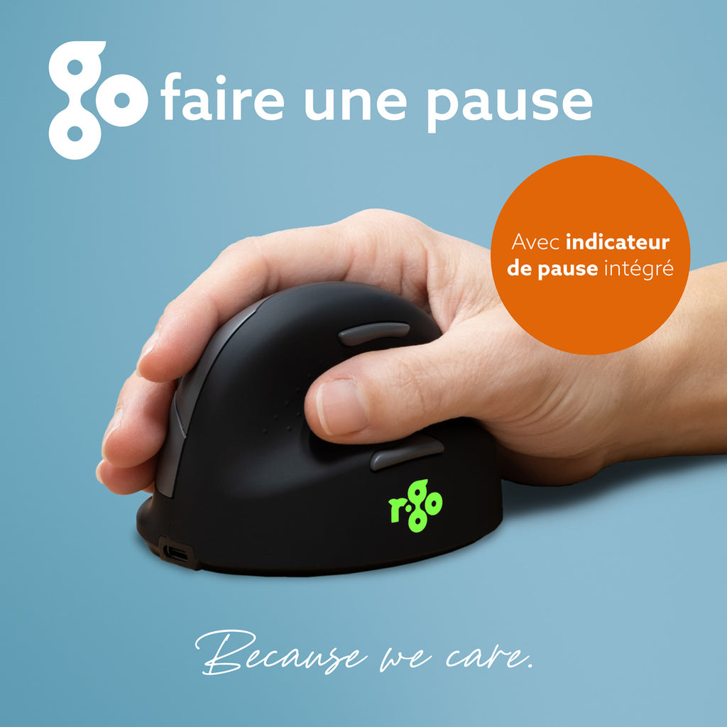 R-Go Tools Souris Ergonomique HE Break, Filaire, Droitière, Taille Petite (Main < 165 mm), Noir