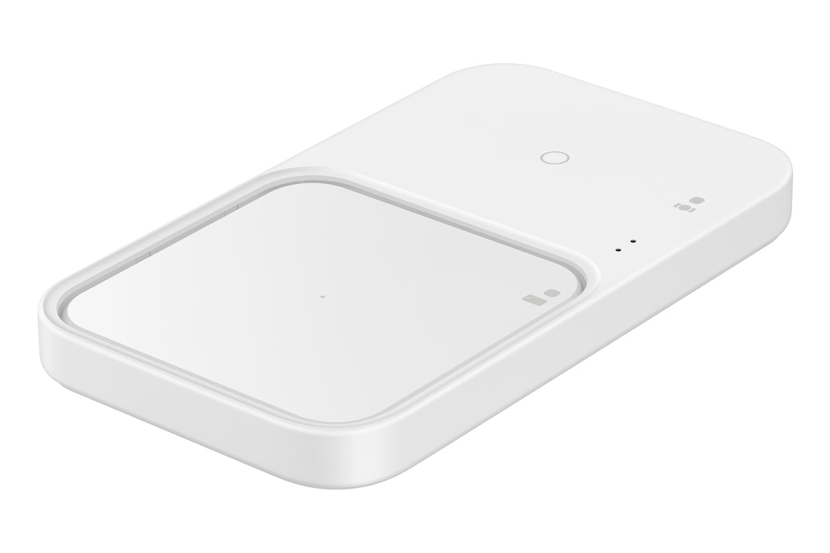 Samsung EP-P5400 Chargeur Sans Fil Duo 15W, Blanc, pour Smartphone, Écouteurs et Smartwatch