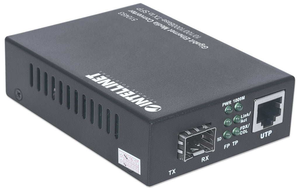 Intellinet 510493 Convertisseur de Support Réseau 1000 Mbit/s, Noir