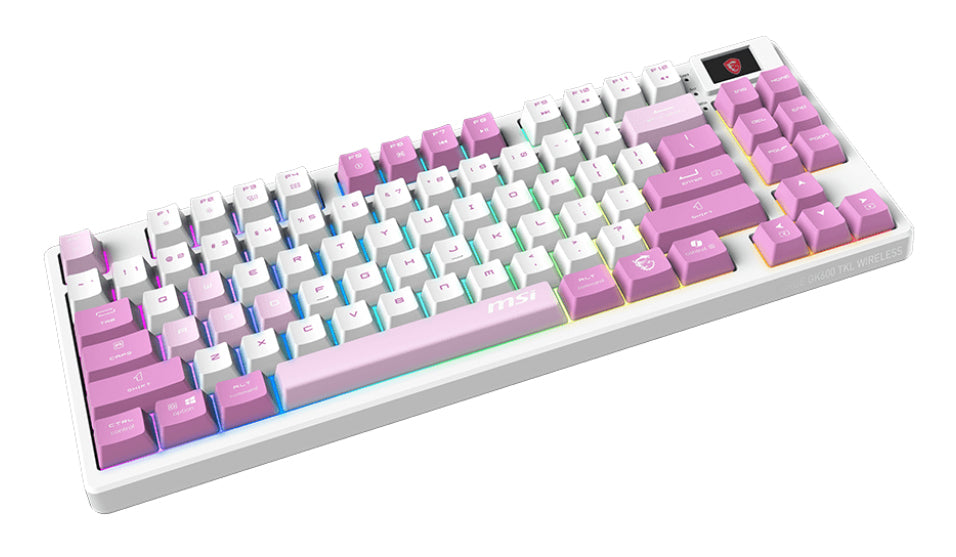 MSI FORGE GK600 TKL WIRELESS VIOLET clavier Gaming USB + Bluetooth QWERTY Espagnole Rose, Violet, Blanc - vue 2