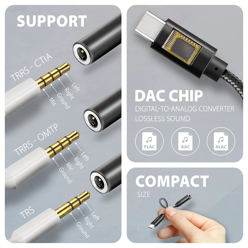 Axagon ADA-HC câble audio 0,1 m 3,5mm USB Type-C Noir