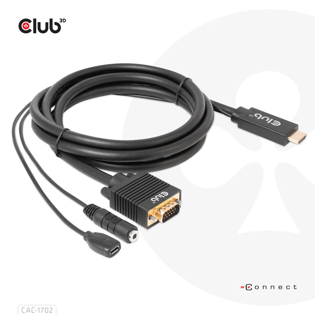 Club 3D Videoadapterkabel 2m Sort - vue 2