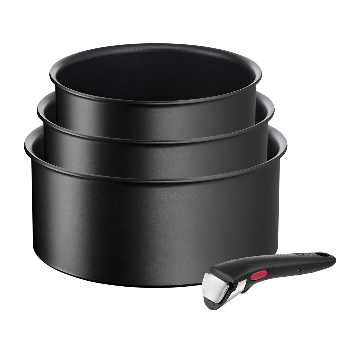 Tefal Batterie de cuisine 3 pièces Empilable Revêtement Anti-adhésif Tous Feux Dont Induction Poignée Amovible Ingenio Eco Resist