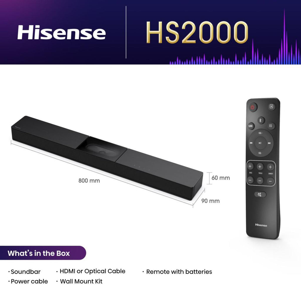 Hisense HS2000 2.1-kanal Soundbarsystem Sort - vue 2